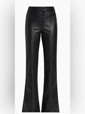Free People We The Free Black Uptown Vegan Leather Flare Leg Pants,Size-6
